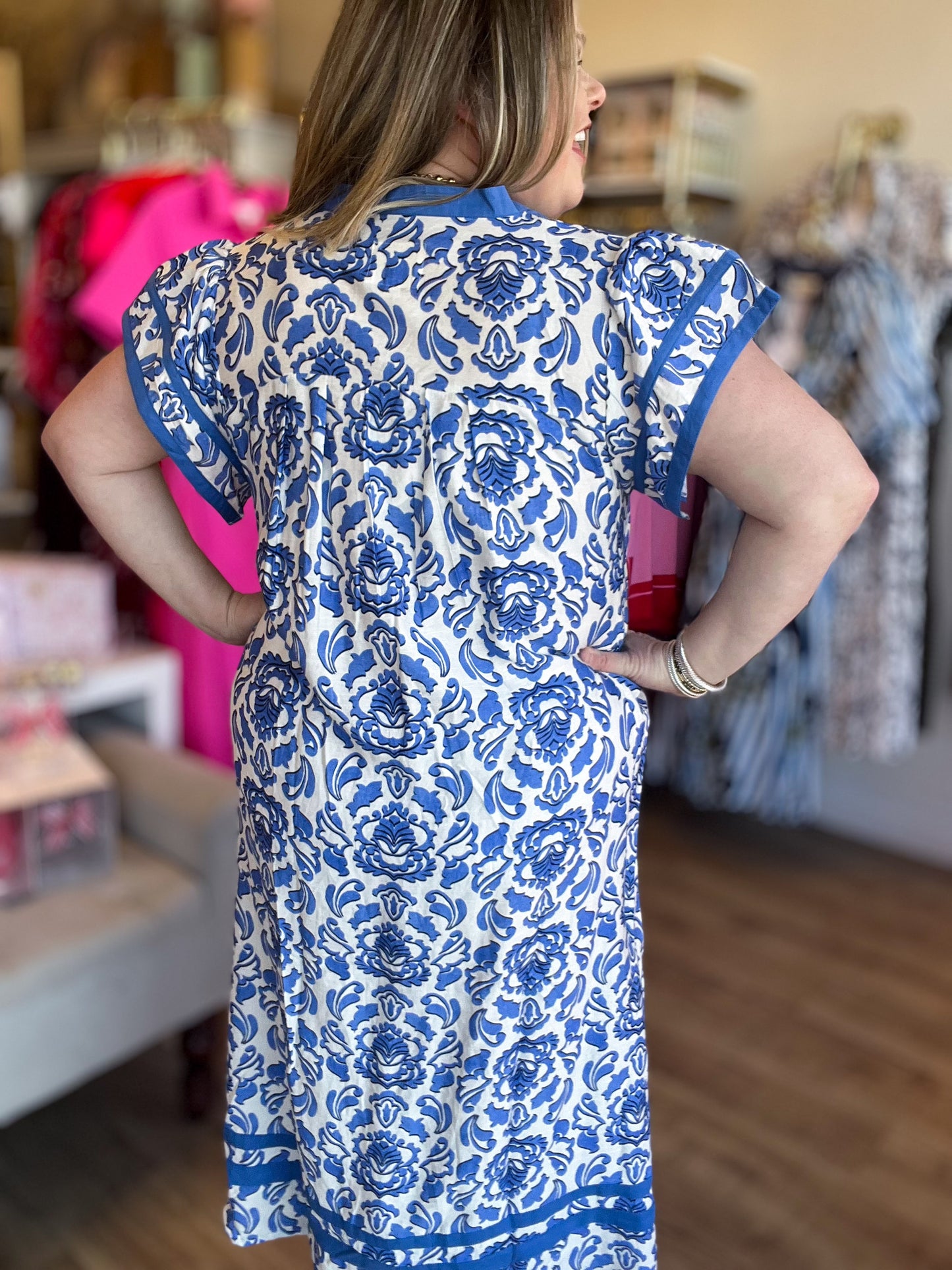 Bold Intentions Curvy Blue Floral Midi Dress