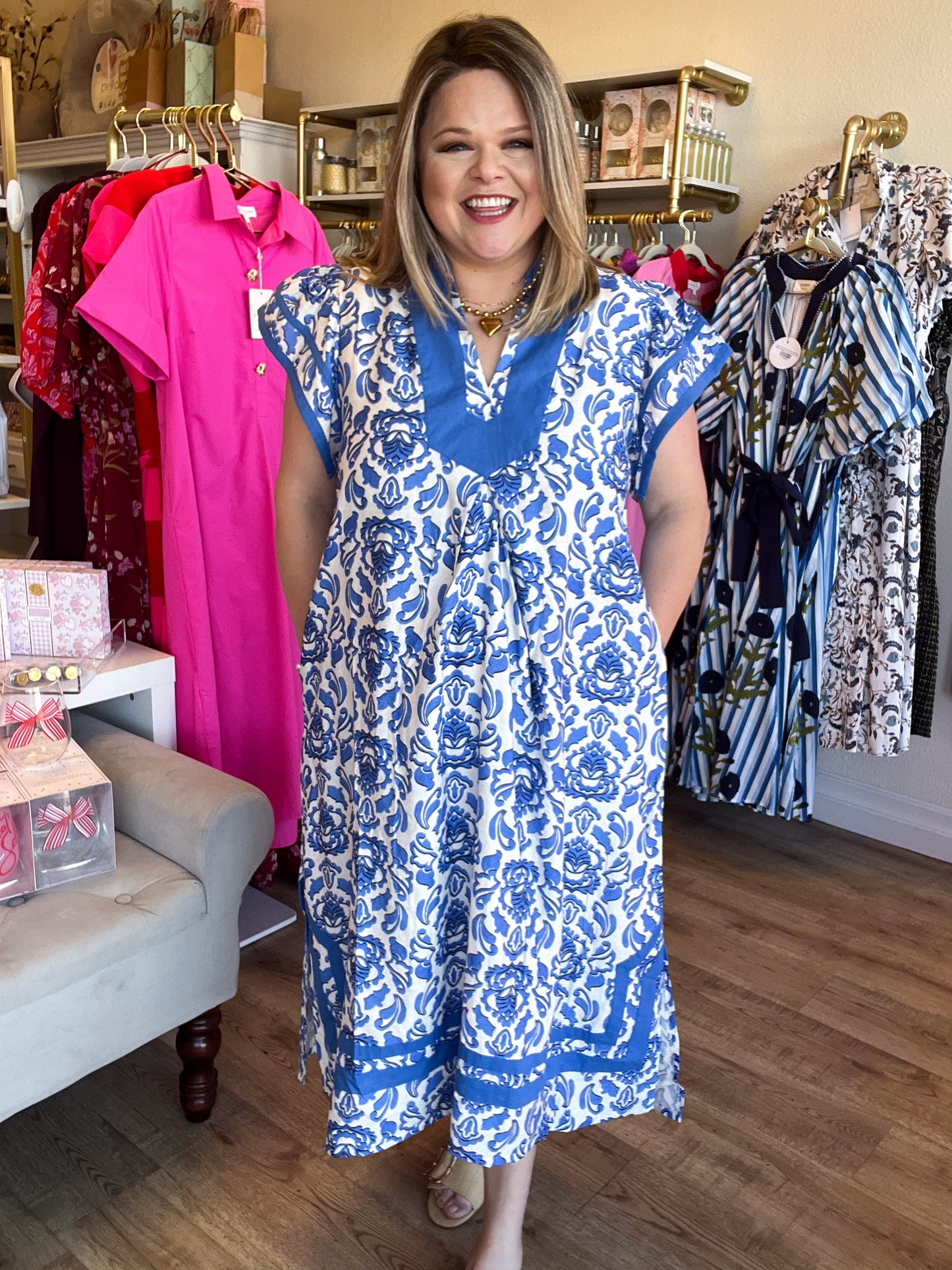 Bold Intentions Curvy Blue Floral Midi Dress