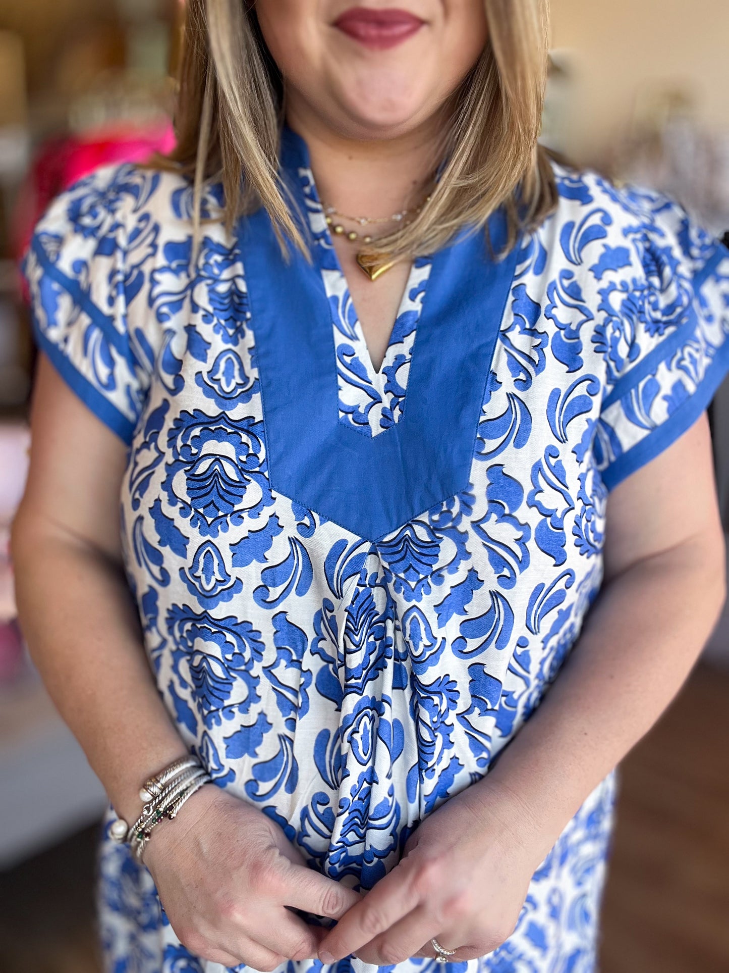 Bold Intentions Curvy Blue Floral Midi Dress