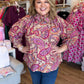 Bordeaux Bloom Curvy Floral Neck Tie Top