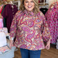 Bordeaux Bloom Curvy Floral Neck Tie Top