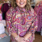 Bordeaux Bloom Curvy Floral Neck Tie Top