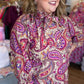 Bordeaux Bloom Curvy Floral Neck Tie Top