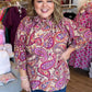 Bordeaux Bloom Curvy Floral Neck Tie Top