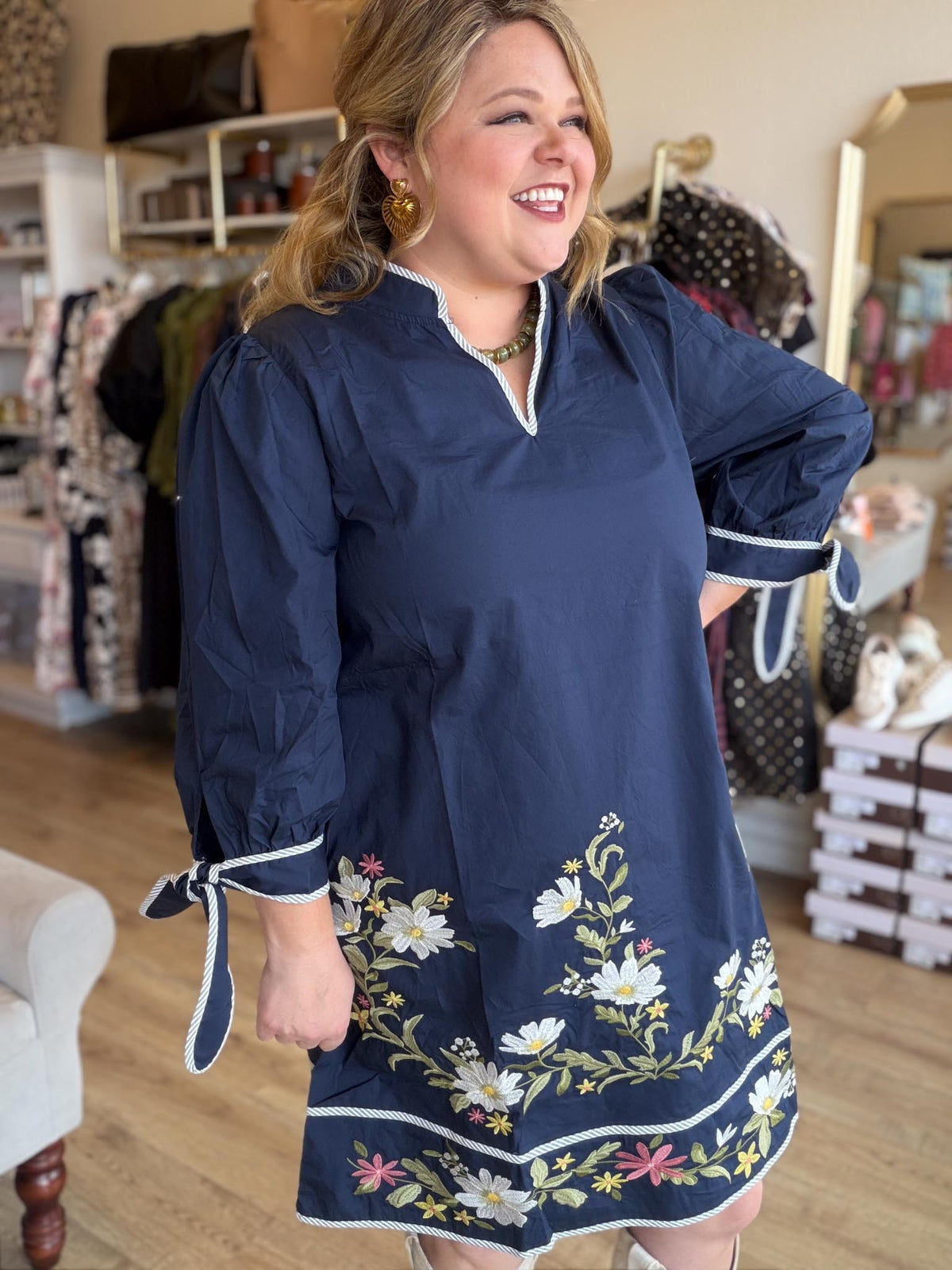 Born to Grow Plus-Size Navy Floral Mini Dress