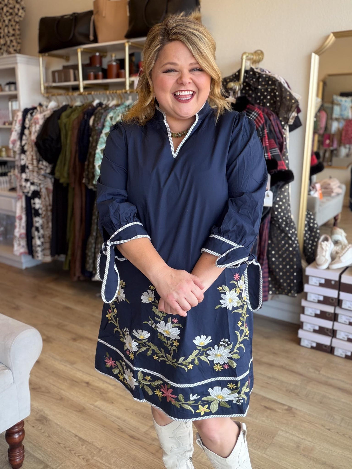 Born to Grow Plus-Size Navy Floral Mini Dress