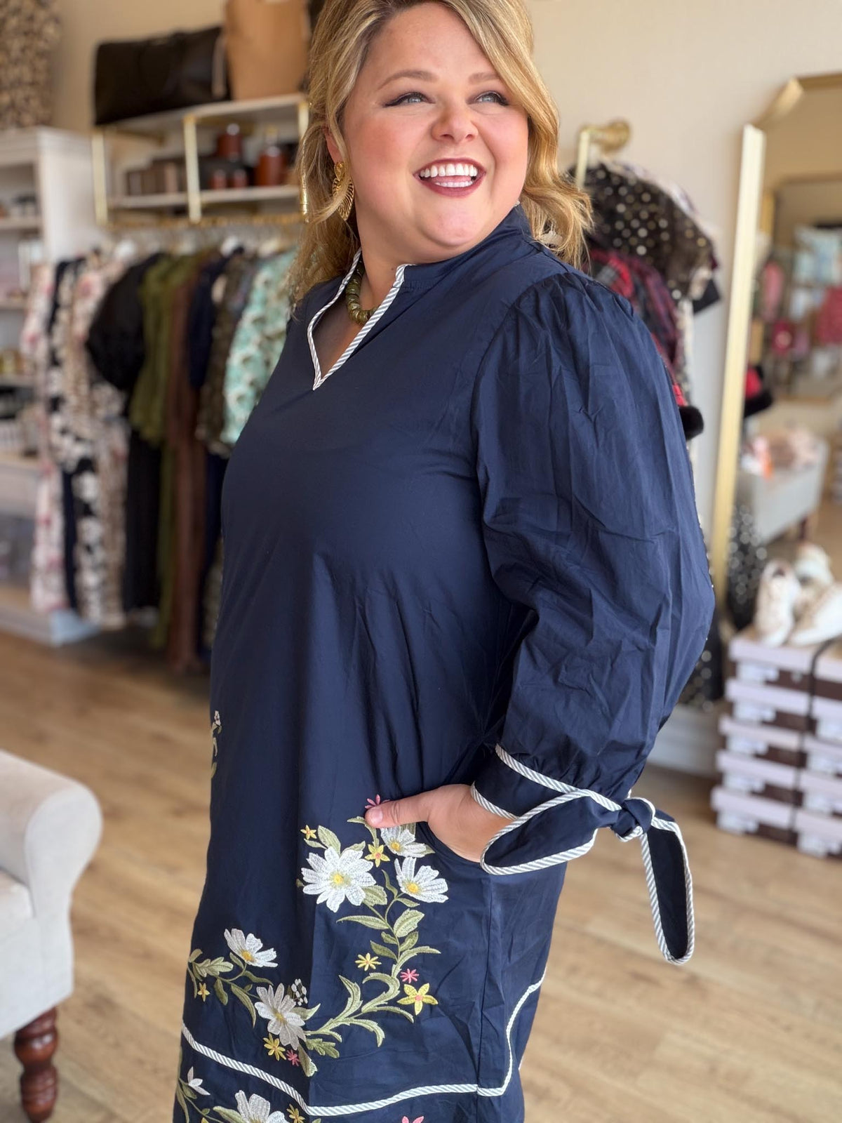 Born to Grow Plus-Size Navy Floral Mini Dress