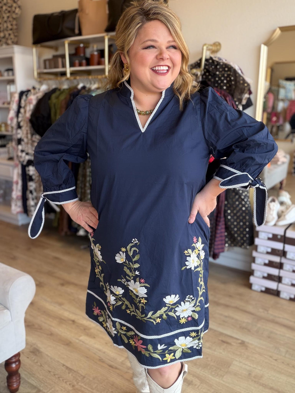 Born to Grow Plus-Size Navy Floral Mini Dress