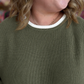Brunch in Banff Curvy Olive Scalloped Sweater