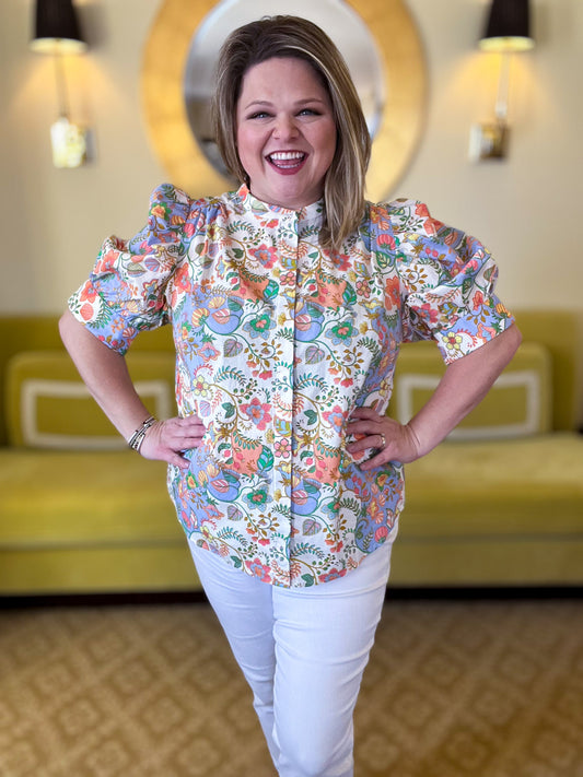 Buttercup Breeze Plus-Size Floral Top