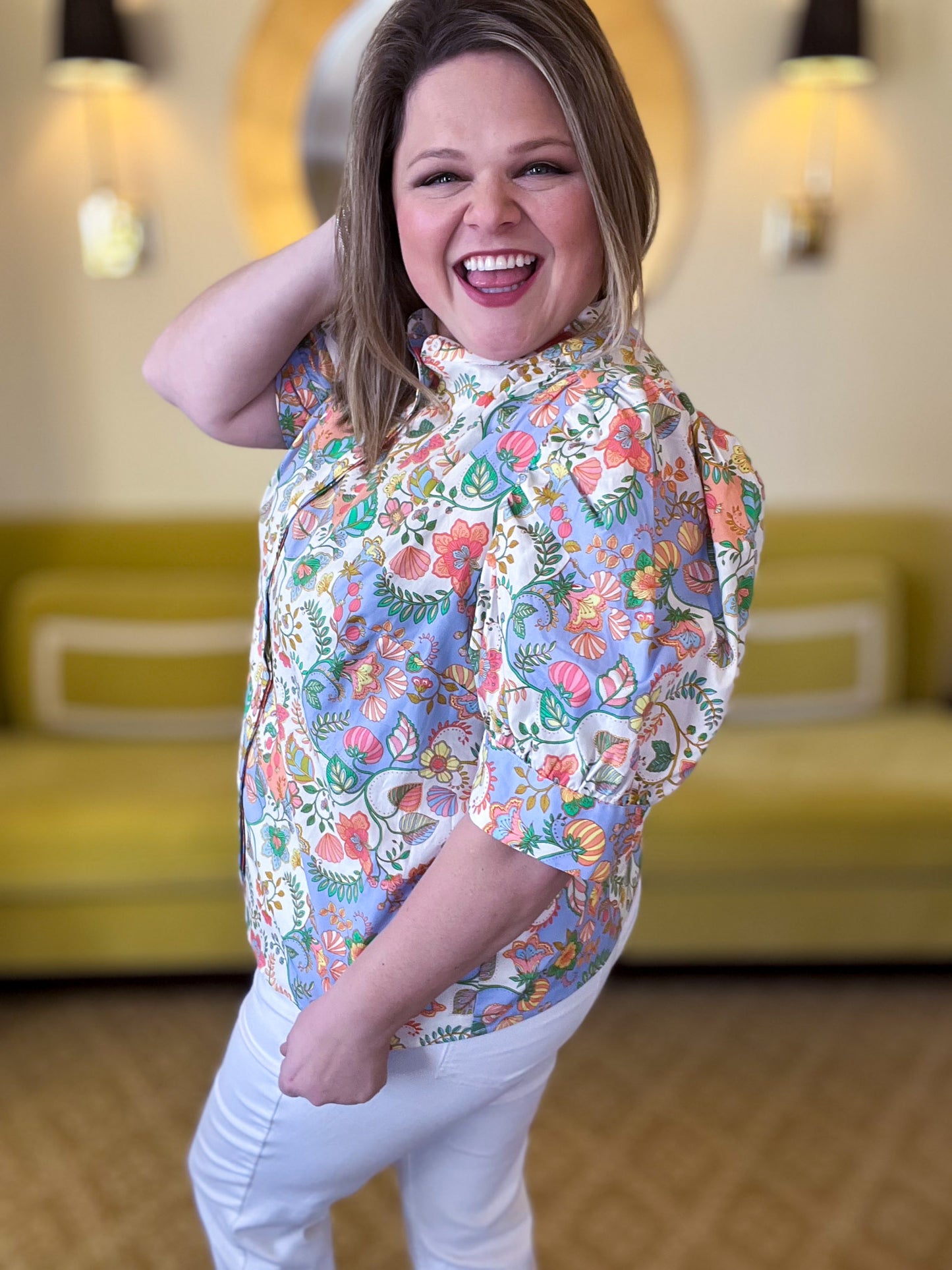 RESTOCKED! Buttercup Breeze Plus-Size Floral Top
