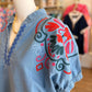 Land of Lovely Curvy Denim Embroidery Top