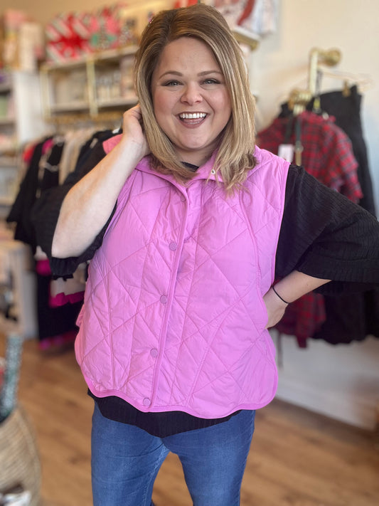 “Snow Bunny” Curvy Pink Scalloped Vest - FINAL SALE
