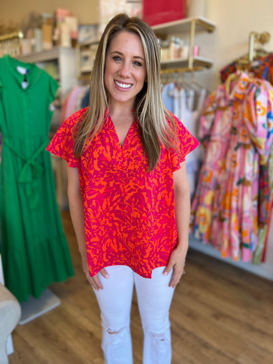 "Hotter Than Blazes" Orange & Pink Top