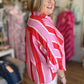 Cabana Carnival Curvy Stripe Button Up Top