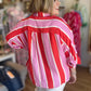 Cabana Carnival Curvy Stripe Button Up Top