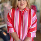 Cabana Carnival Curvy Stripe Button Up Top