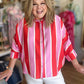 Cabana Carnival Curvy Stripe Button Up Top