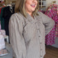 Café Stripe Curvy Mocha Striped Top