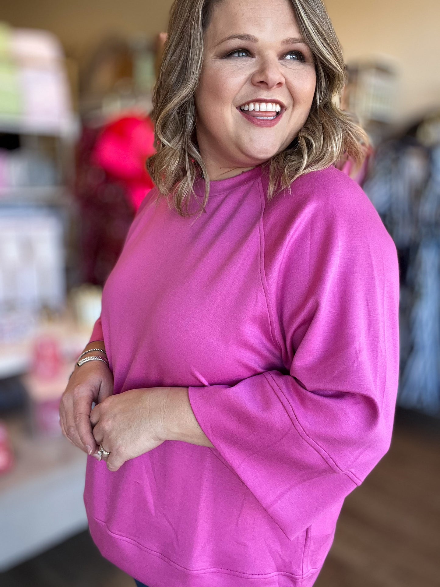 Call Me Casual Curvy Pink Drop Shoulder Top