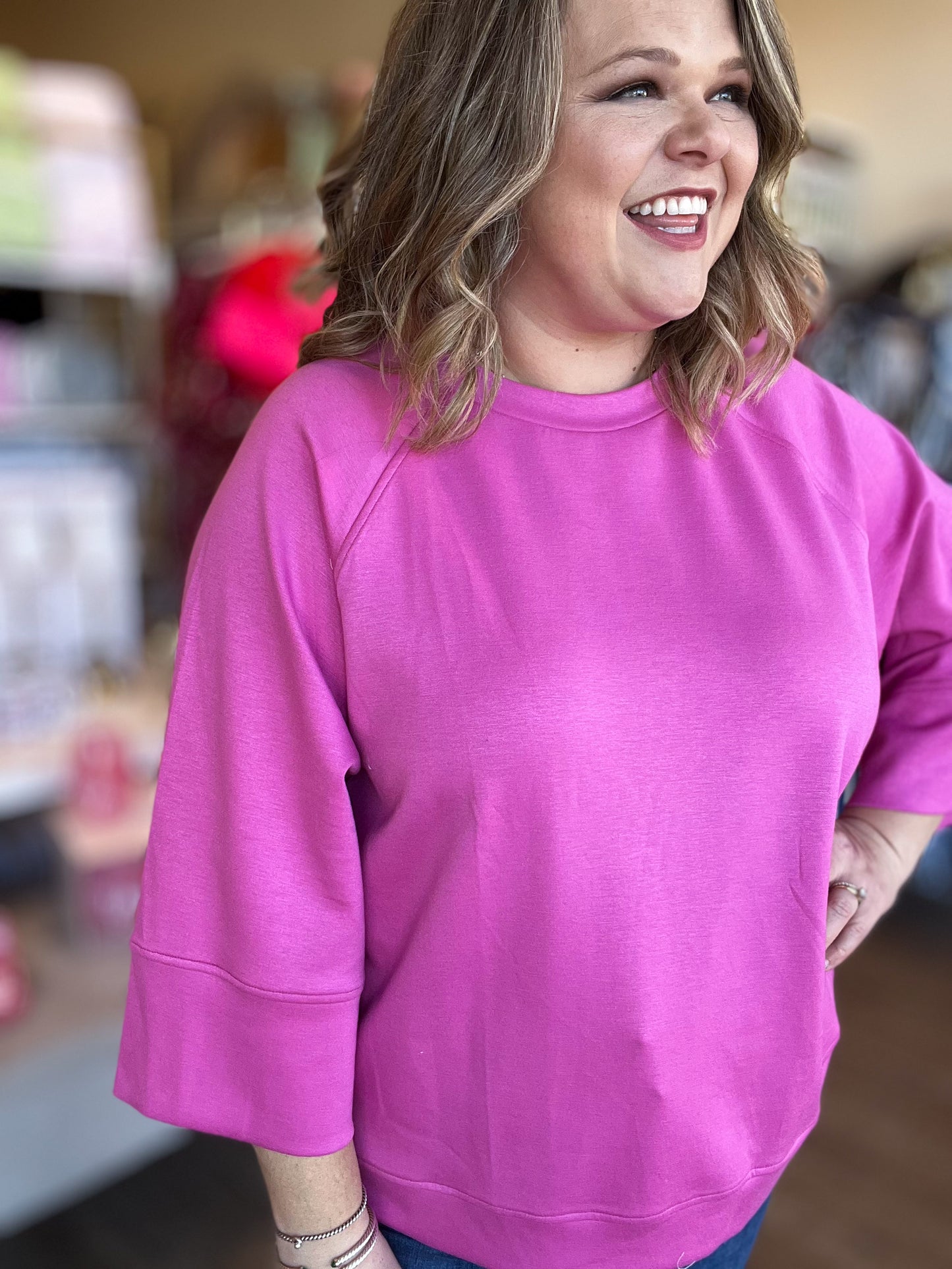 Call Me Casual Curvy Pink Drop Shoulder Top