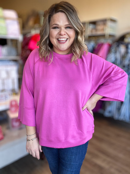 Call Me Casual Curvy Pink Drop Shoulder Top