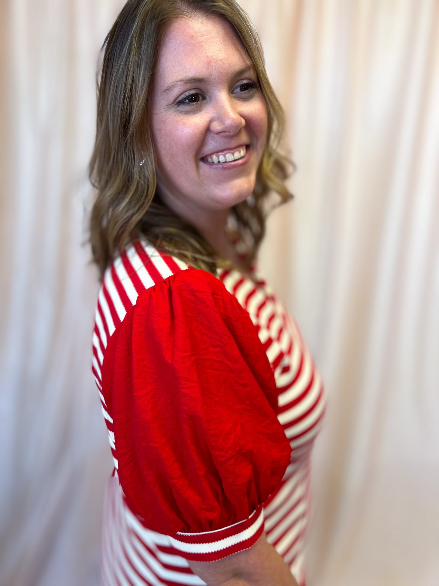 Call the Shots Curvy Red & White Stripe Top