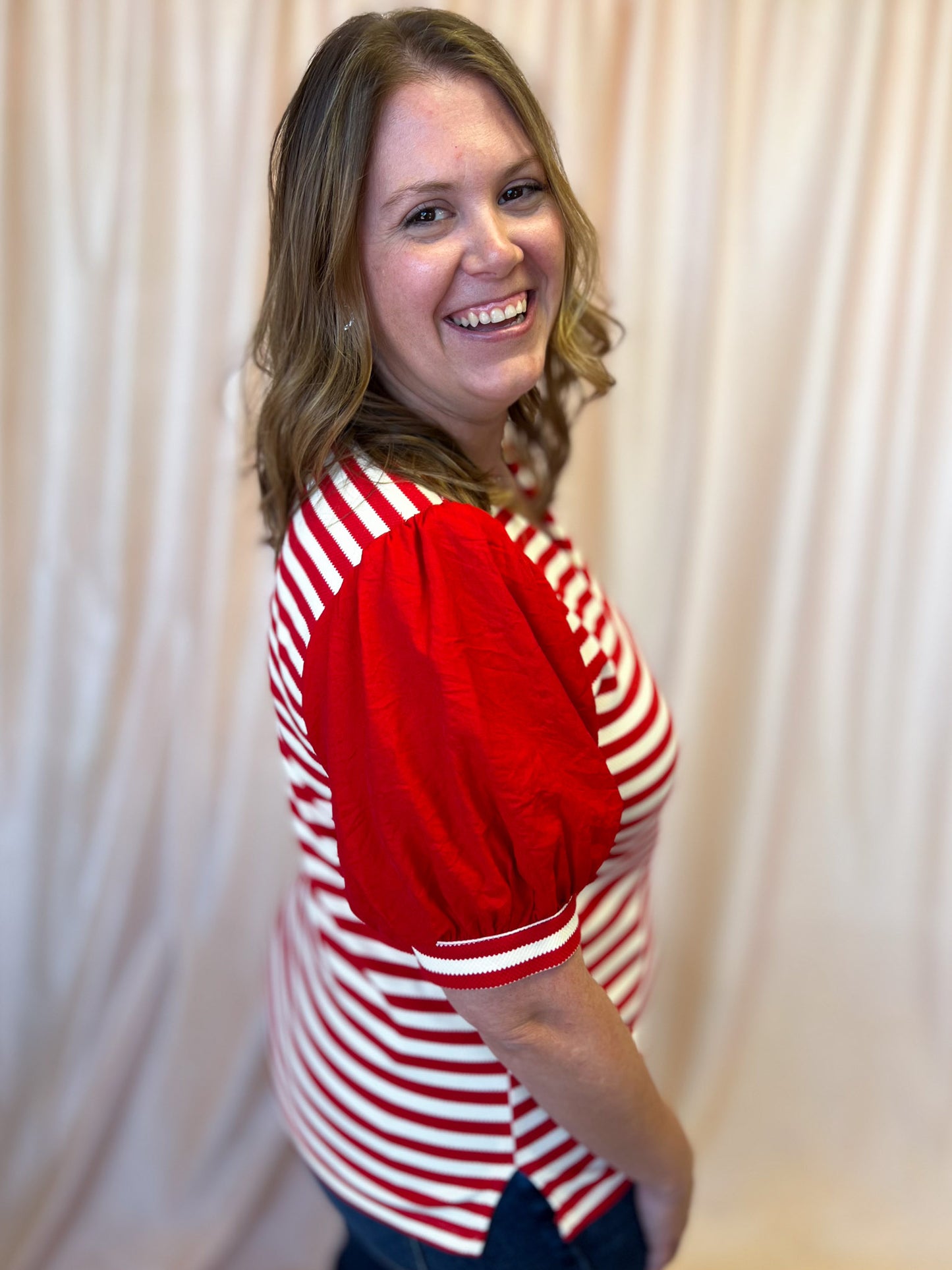 Call the Shots Curvy Red & White Stripe Top