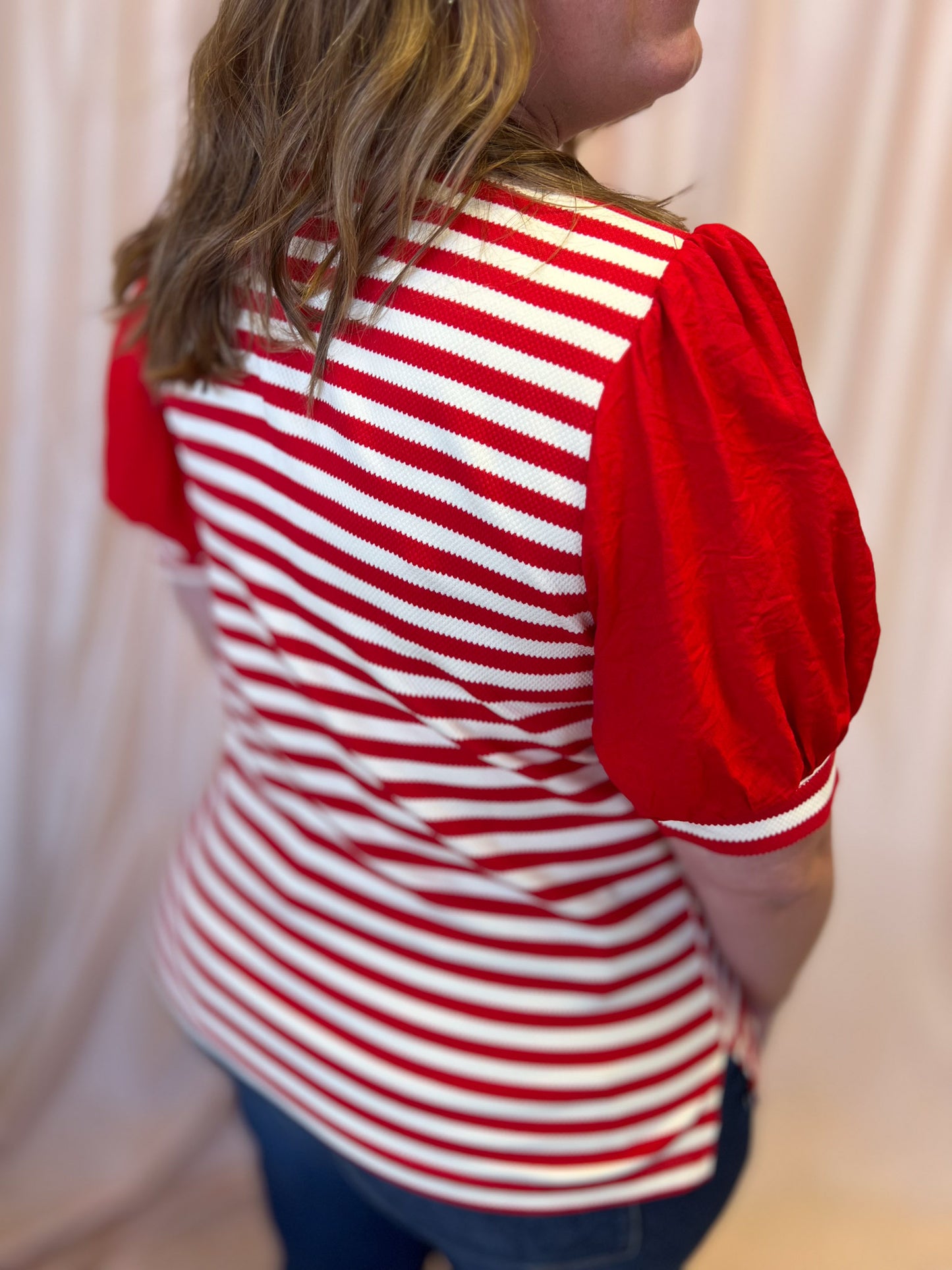 Call the Shots Curvy Red & White Stripe Top