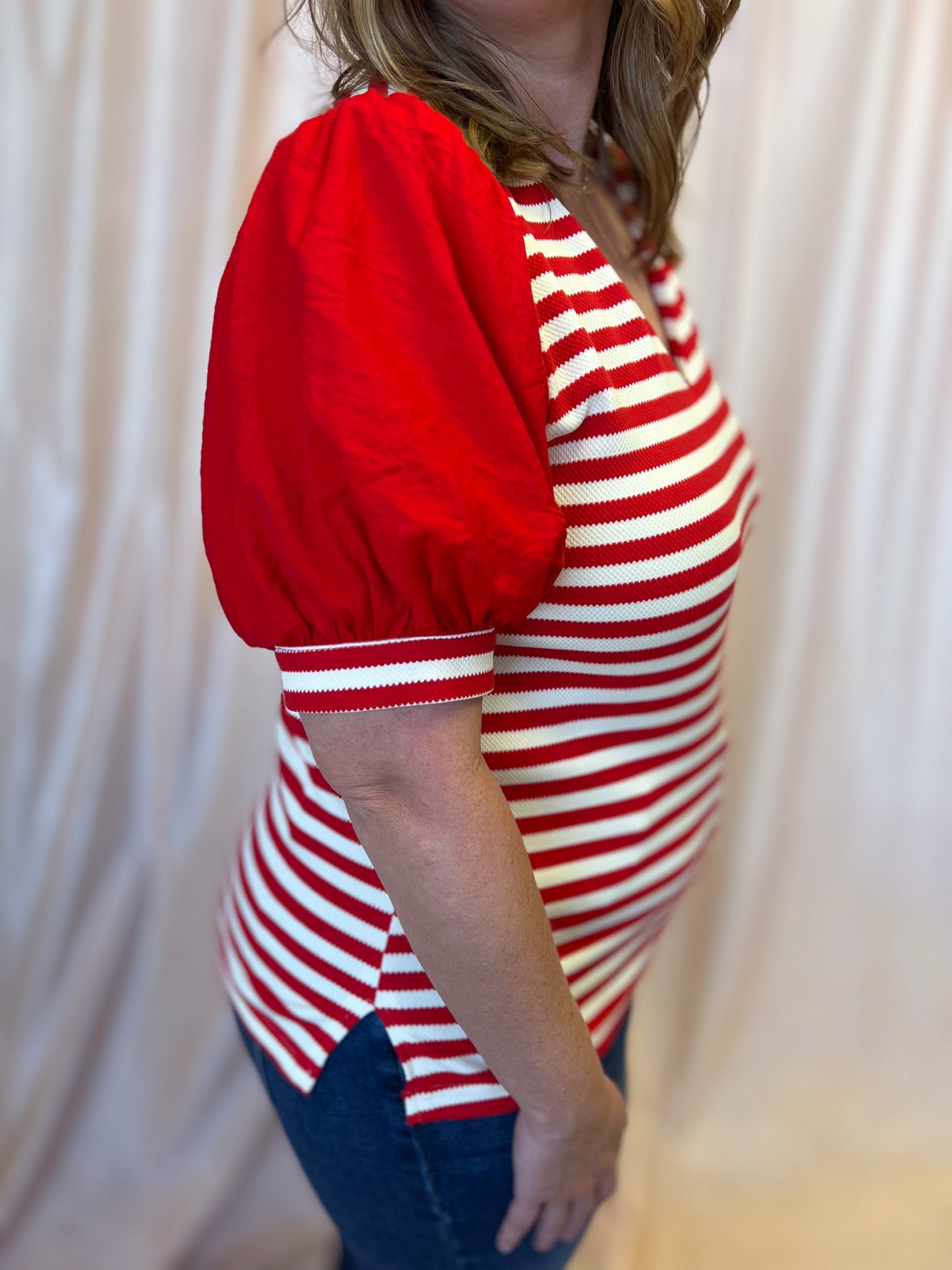 Call the Shots Curvy Red & White Stripe Top