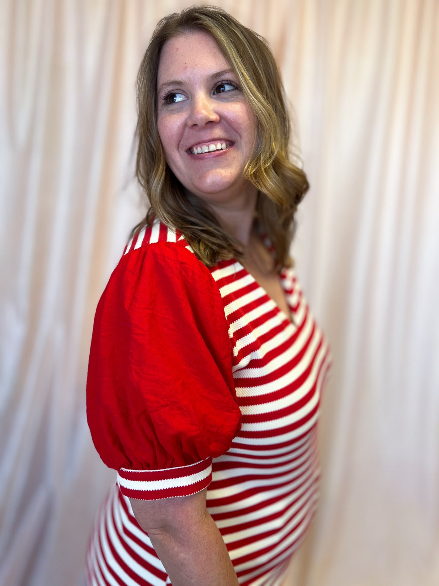 Call the Shots Curvy Red & White Stripe Top