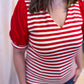 Call the Shots Curvy Red & White Stripe Top