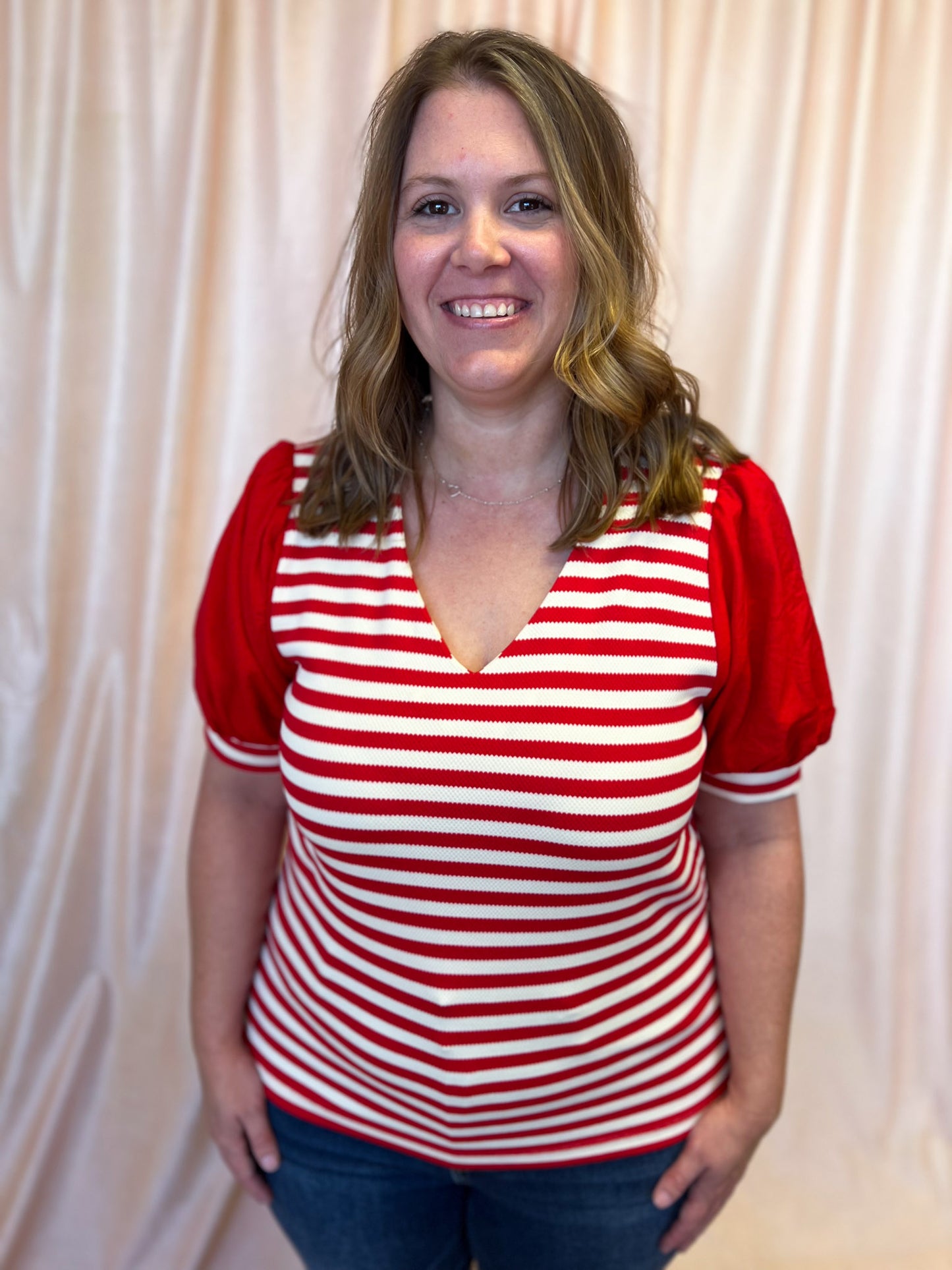 Call the Shots Curvy Red & White Stripe Top