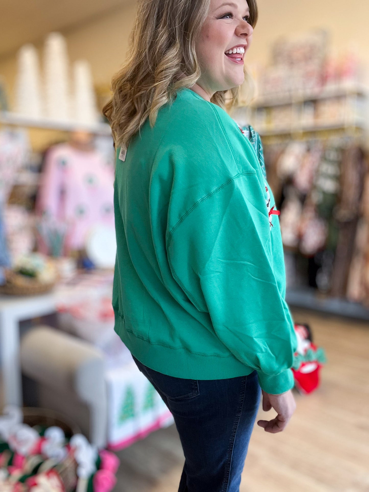 Candy Cane Lane Curvy Sequin Cropped Sweatswirt