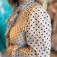 Champagne Wishes Polka Dot Tie Neck Blouse