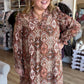 Charming Streets of Chelsea Curvy Brown Floral Smocked Mini Dress