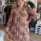 Charming Streets of Chelsea Curvy Brown Floral Smocked Mini Dress