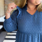 Chasing Autumn Curvy Denim Blue Swiss Dot Midi Dress