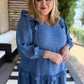 Chasing Autumn Curvy Denim Blue Swiss Dot Midi Dress