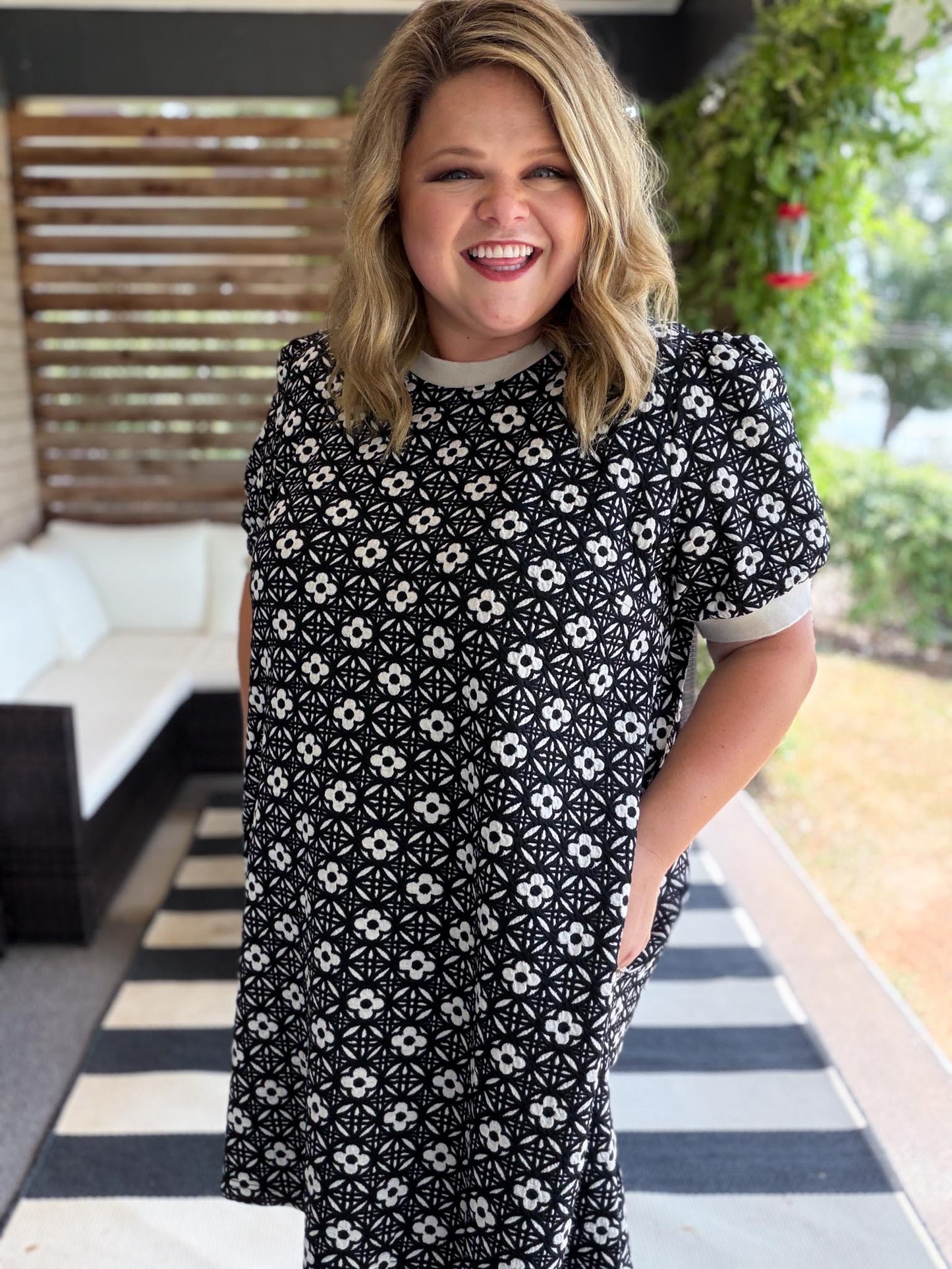 Chasing Cozy Curvy Crew Neck Floral Dress