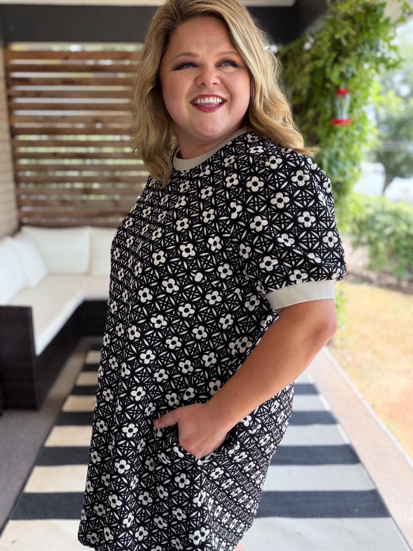 Chasing Cozy Curvy Crew Neck Floral Dress