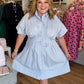 Chasing Sunshine Plus-Size Blue & White Striped Mini Dress
