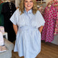 Chasing Sunshine Plus-Size Blue & White Striped Mini Dress