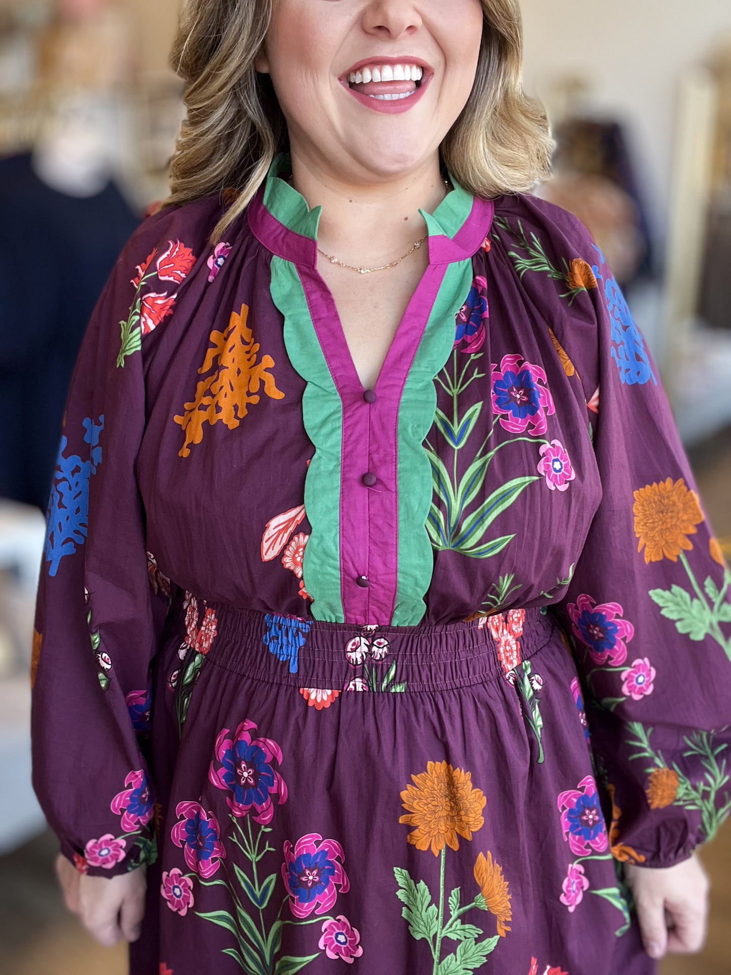 Chic Cellars Curvy Mix Floral Midi Dress