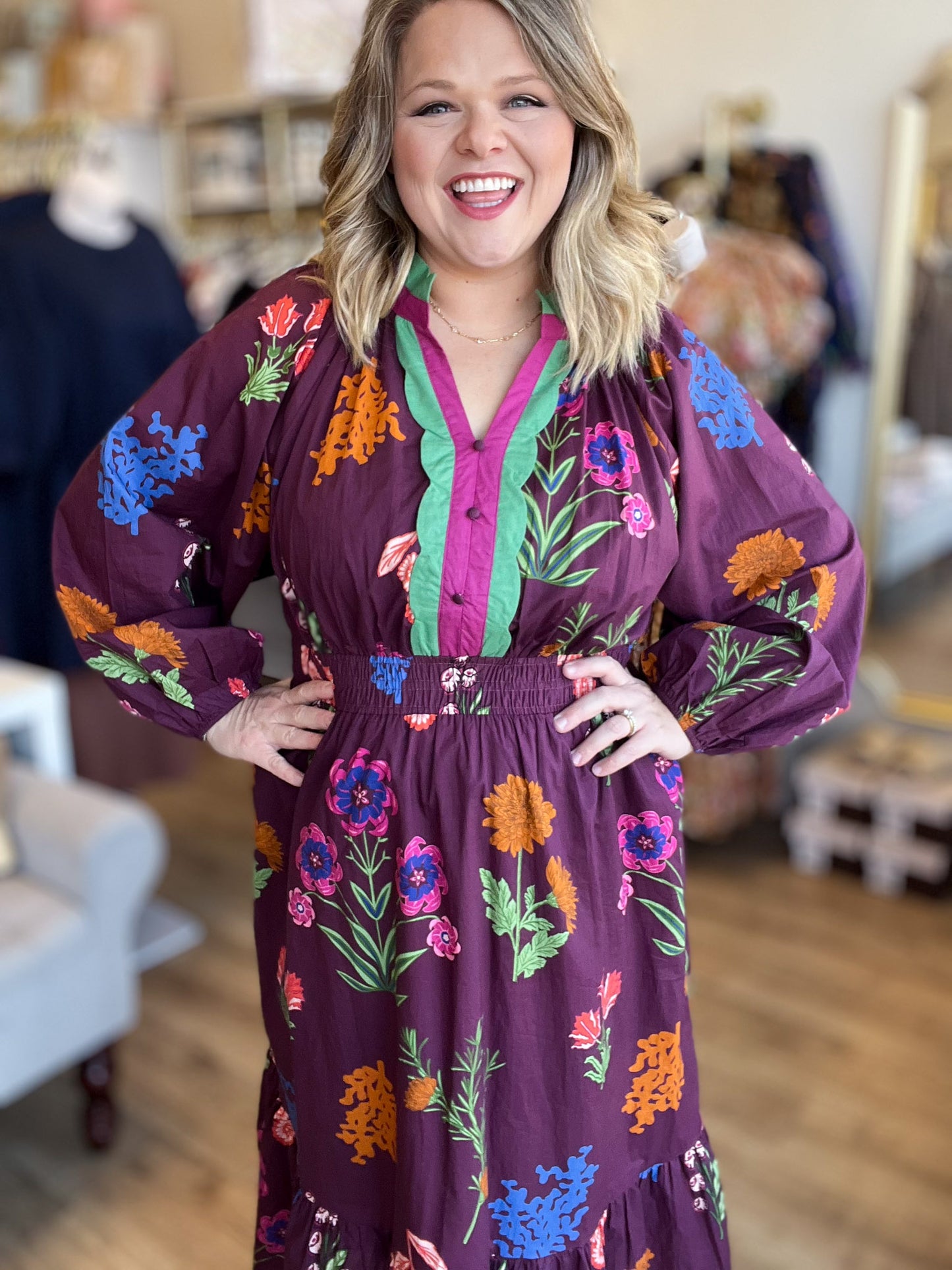 Chic Cellars Curvy Mix Floral Midi Dress