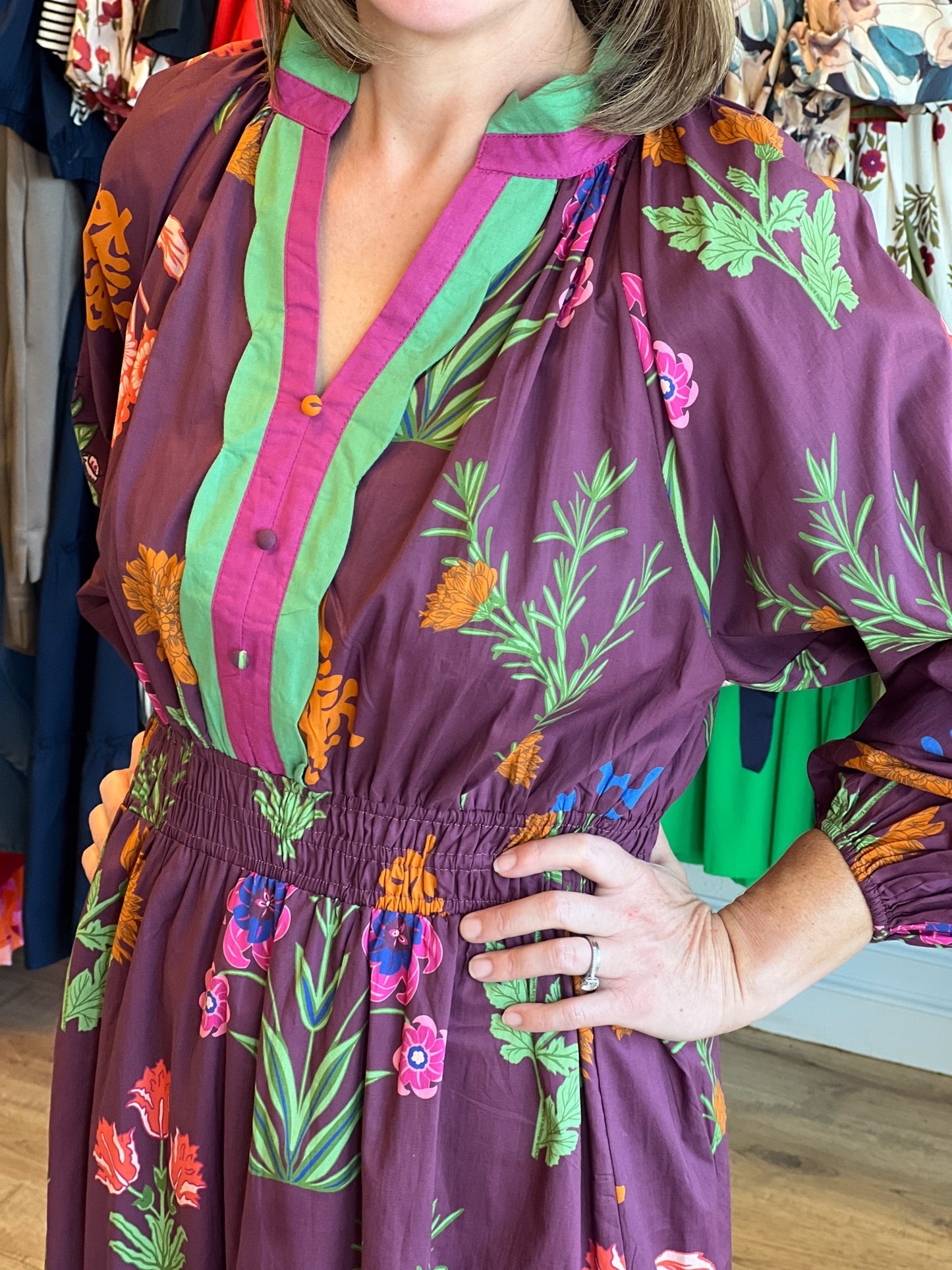 Chic Cellars Curvy Mix Floral Midi Dress