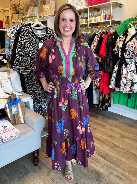 Chic Cellars Curvy Mix Floral Midi Dress