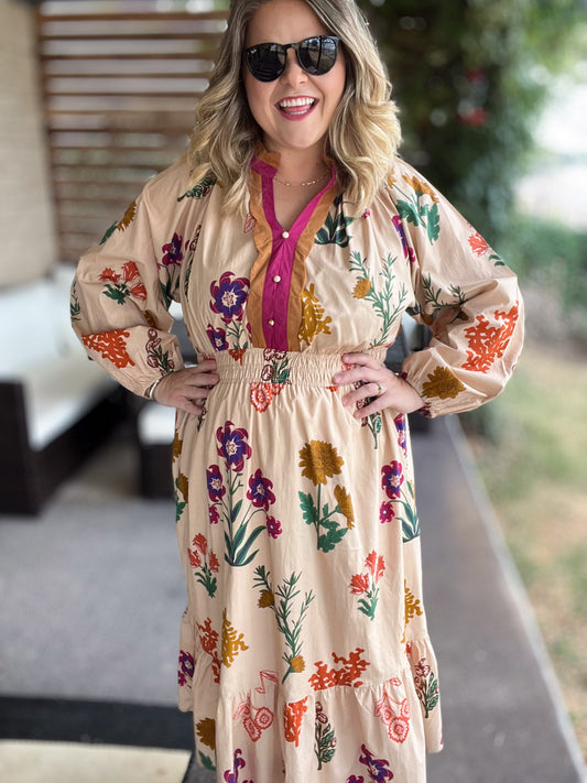 Chic Cellars Curvy Tax Mix Floral Midi Dress