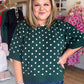 Chic Spots Curvy Green Polka Dot Sweater