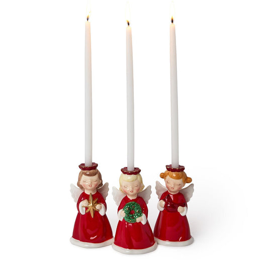 Christmas Angel Hand-Painted Candleholder